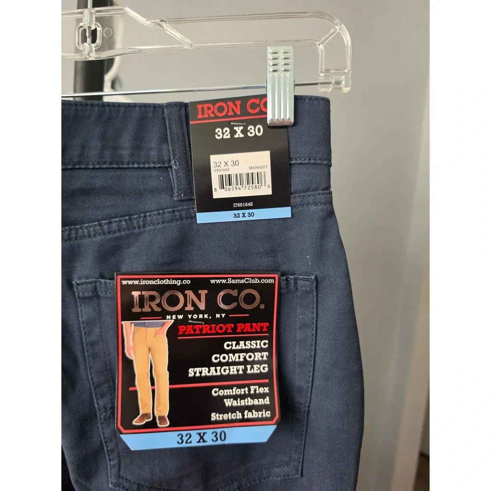 Iron Co Patriot Pant Mens 32x30 Midnight Blue New Straight Leg Comfort Flex